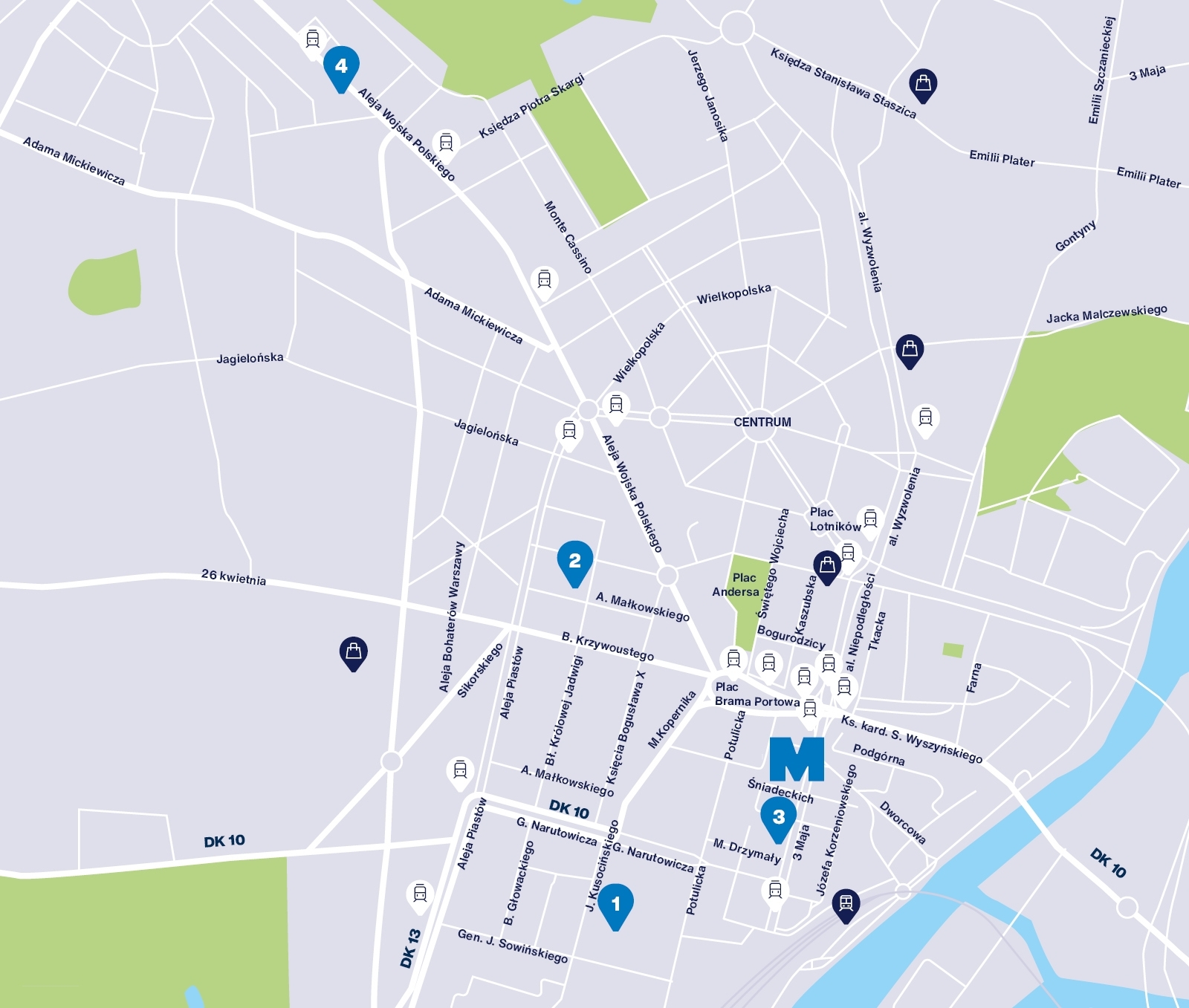 mapa budynków uniwersytetów WSB Merito w Szczecinie